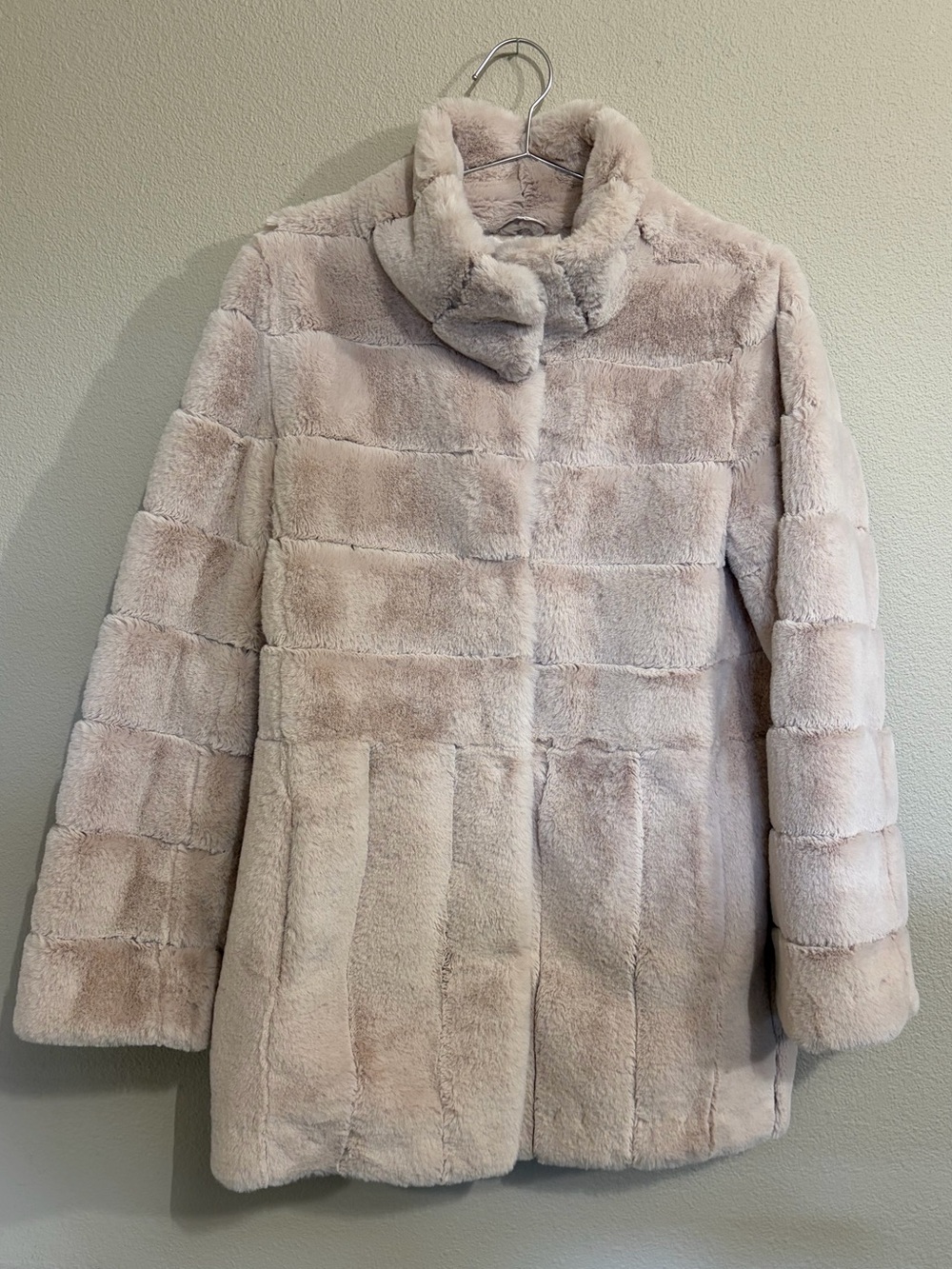 Kristen Blake Pale Blush Faux Fur Teddy Jacket